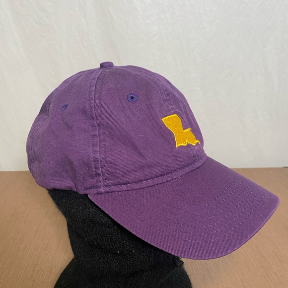 Purple and Gold Baseball Cap with Louisiana Embroidery - Picture 2 of 5